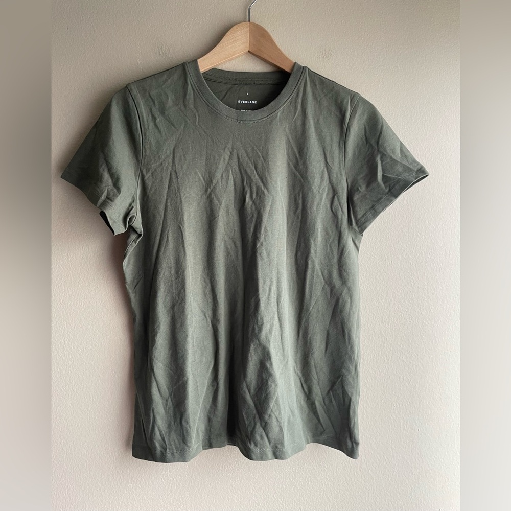 New Everlane Women Crew Neck Green Tee Shirt Size Small
